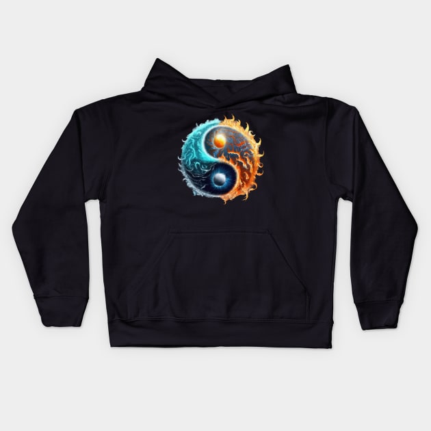 Ice and Fire, Sun and Moon Kids Hoodie by aicharactersart